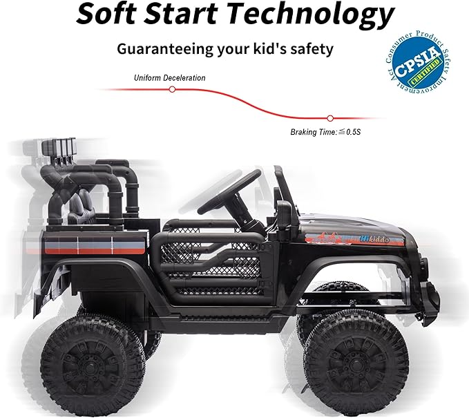 12V Kids Ride on Car Truck, Kids Electric Vehicles Car Ride on Toy for Toddlers 3-5 with Remote Control - Black-BubblyBeeBaby