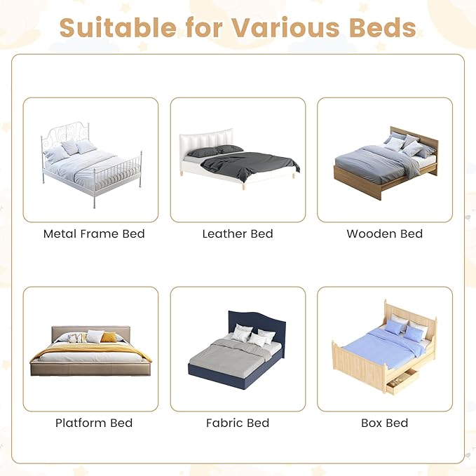 HONEY JOY Bed Rail for Toddlers, 60-Inch Extra Long, Foldable Portable Swing Down Safety Bed Guard Rail, Toddler Bed Rails for Crib, King Queen Full Twin Size Bed Mattress (White)-BubblyBeeBaby