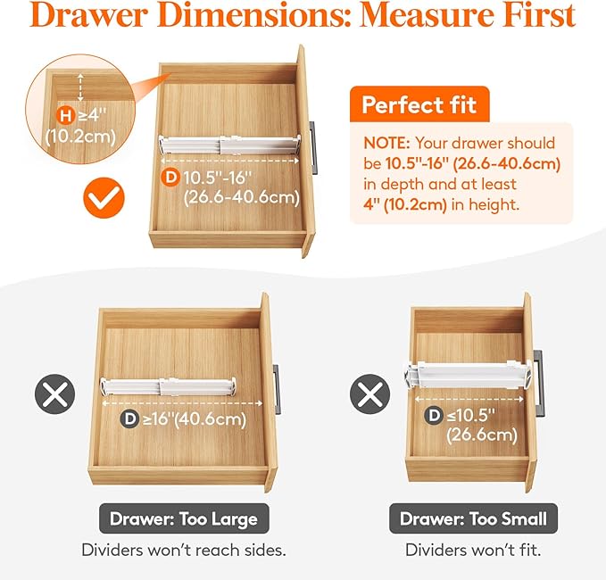 Lifewit 12 Pack Drawer Dividers 4" High, 10.5-16.5" Dresser Drawer Divider, Adjustable Drawer Organizers for Clothes, Plastic Drawers Separators for Dresser, Bedroom, Bathroom, Kitchen, Office-BubblyBeeBaby
