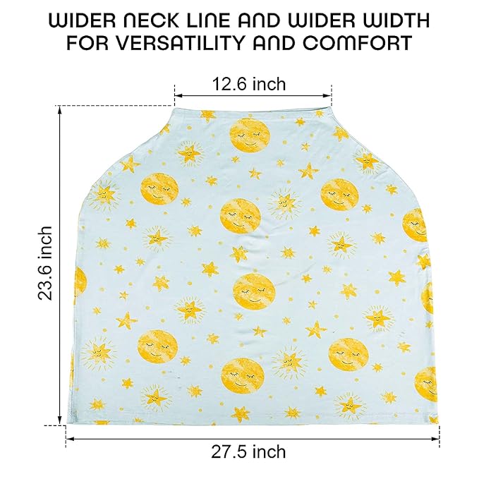 Stretchy Baby Car Seat Covers for Newborns, Infant Car Canopy Extra Soft and Stretchy Nursing Covers for Moms (Shinning Night)-BubblyBeeBaby