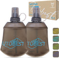 UTOBEST 150ml Soft Flask, 2 Pack Flexible TPU Hydration Water Bottle, Collapsible with 28mm Caliber for Running, Hiking, Cycling, Climbing, and Marathon Blue