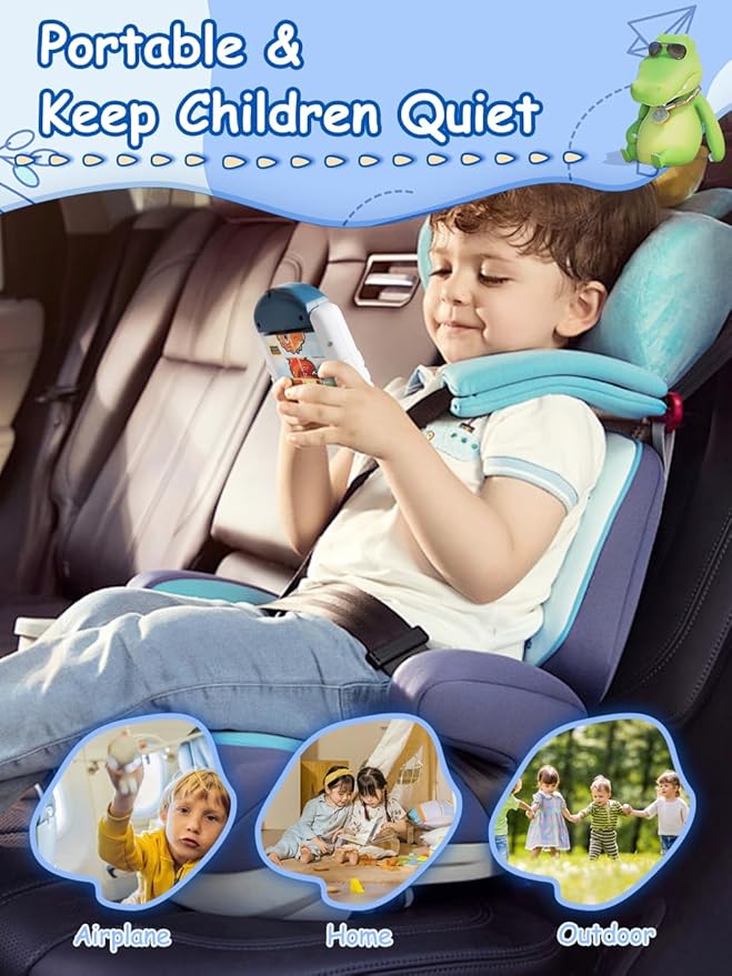 16-Piece Rotating Puzzles for Kids 4-6, Toddlers Puzzles 2-4, Road Trip, Airplane Activities Game, Travel Toys - Brain Teaser, Fine Motor Skills - Birthday Gifts Boys Girls - Dinosaur-BubblyBeeBaby