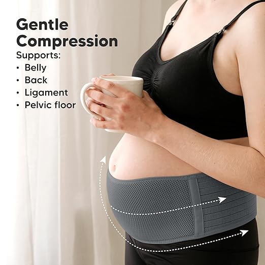 KeaBabies Maternity Belly Bands for Pregnant Women - Soft & Breathable Pregnancy Belly Support Band, Adjustable Maternity Belt for Back, Pelvic Support, Comfortable, Easy to Use (Mystic Gray, M/L)-BubblyBeeBaby