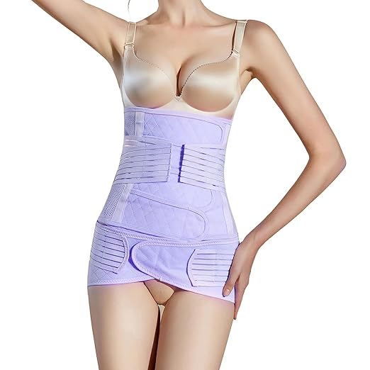 2 in 1 Postpartum Belly Band Wrap Purple, C-Section Support Belt XX-Large, Post Partum Support Recovery Waist/Pelvis Belt, Hysterectomy Belly Band Binder Girdle Stomach-BubblyBeeBaby
