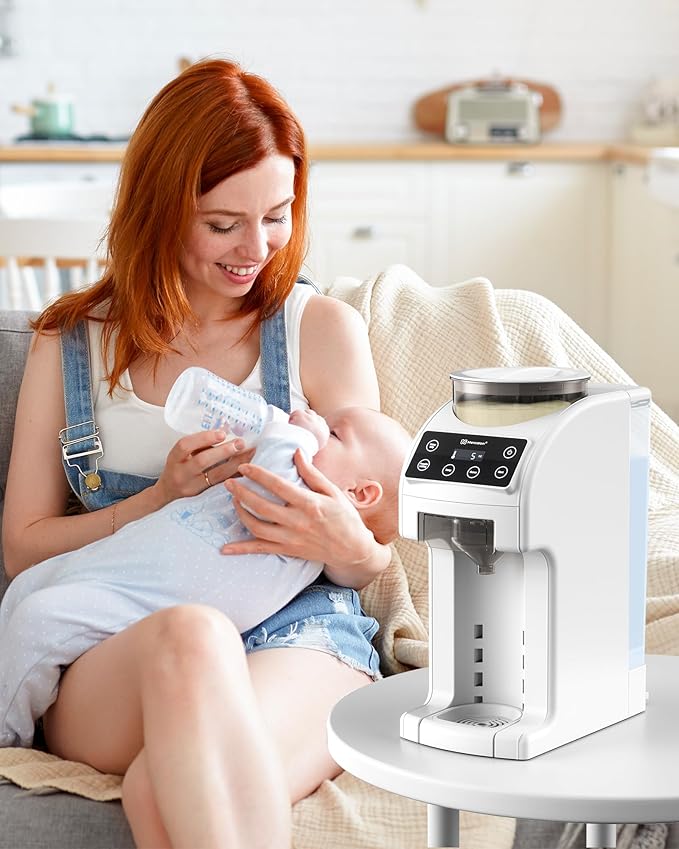 Instant Formula Maker, Fast and Customizable Formula Dispenser Machine with Accurate Temperature Control for Baby, Automatic Powder Blending for All Brands of Bottles and Formula, White-BubblyBeeBaby
