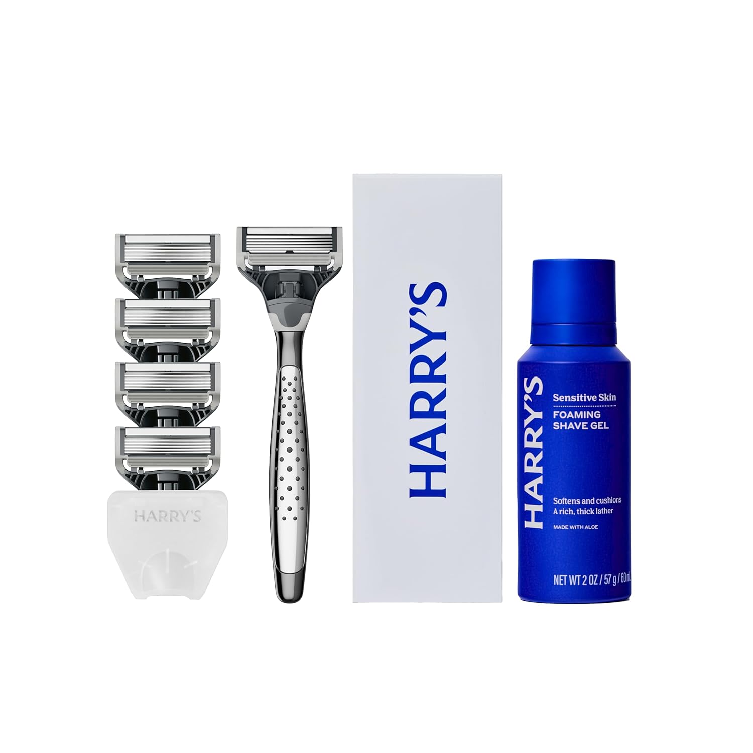 Harry's Shaving Kit for Men - Razor Handle, 5 Razor Blade Refills, Foaming Shave Gel, and Travel Blade Cover - Craft Edition