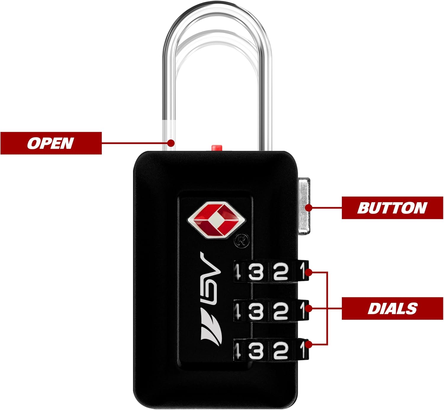 BV TSA Accepted Luggage Travel Lock, Set-Your-Own Combination Lock for School Gym Locker, Luggage Suitcase Baggage Locks, Filing Cabinets, Toolbox, Case (Black, 2 Pack)