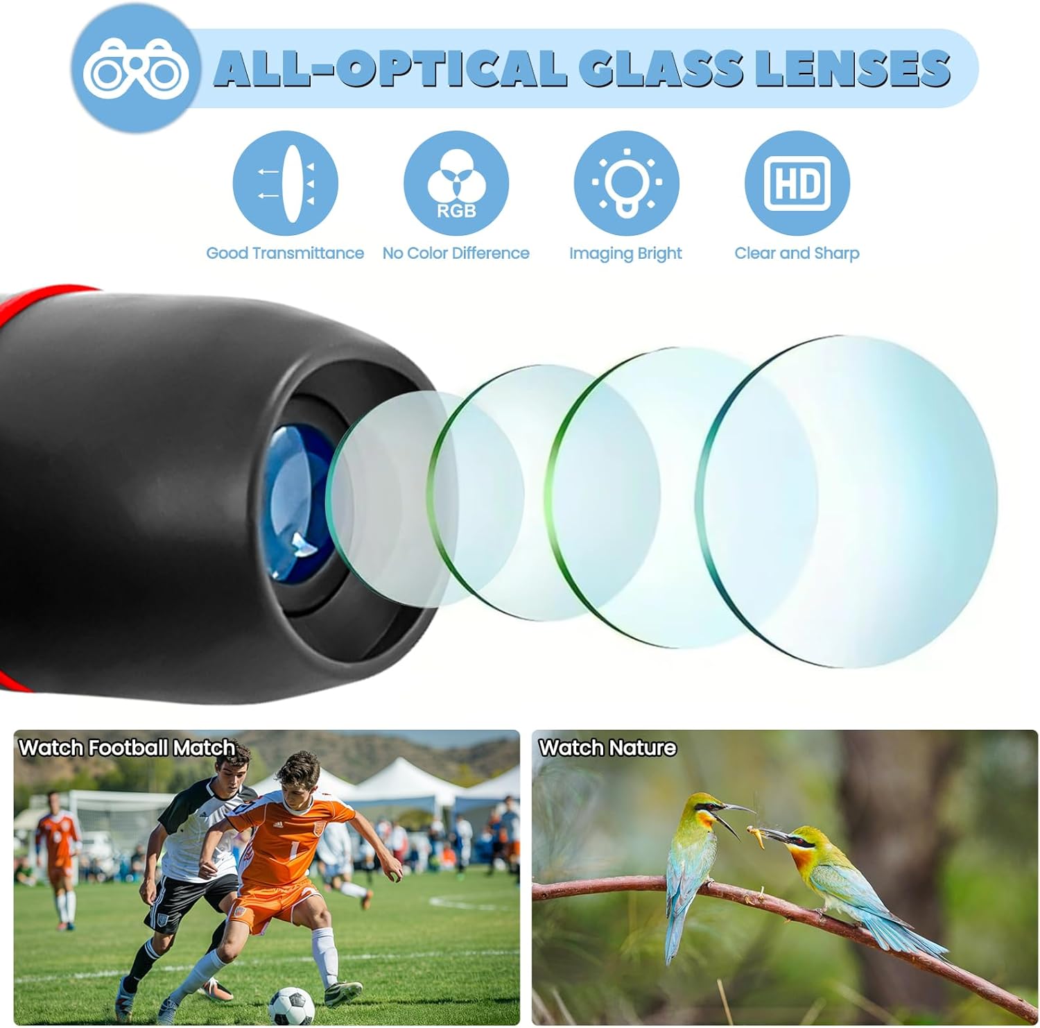 Binoculars for Adults Compact Mini Folding Waterproof Binoculars with High Power Portable for Bird Watching Cruising Hiking and Sports Events