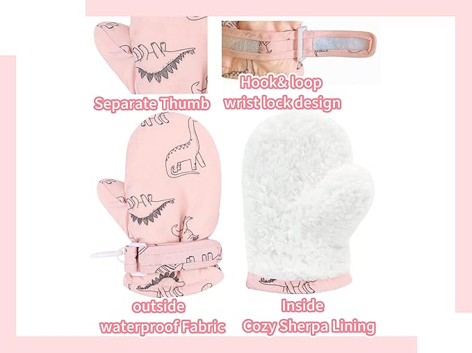 Toddler Gloves Kids Mittens Winter Warm Lined Fleece Gloves Waterproof Snow Baby Mitten for Boys Girls-BubblyBeeBaby