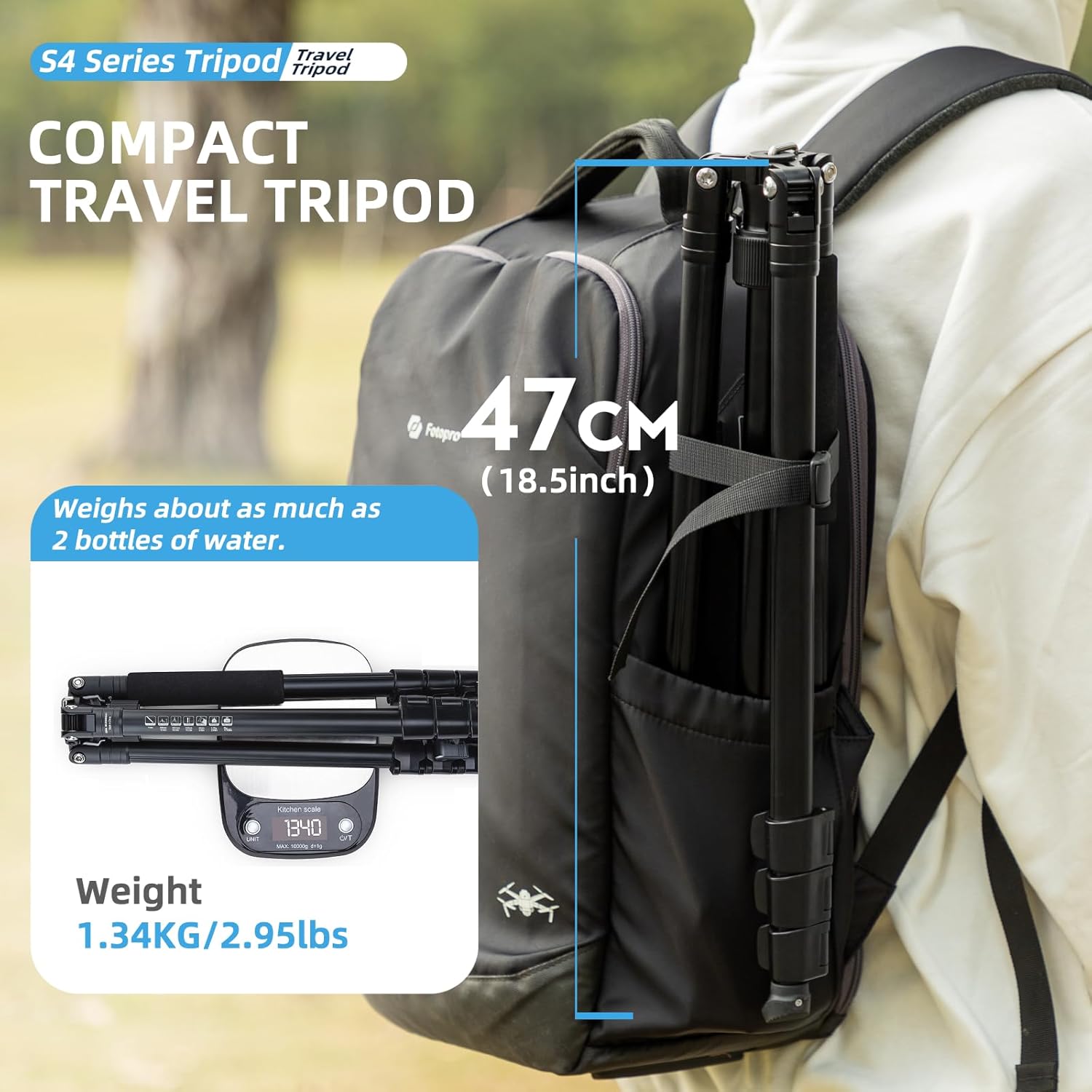 Fotopro 78" Camera Tripod, Aluminum Compact Travel Tripod and Monopod with 360° Fluid Head Quick Release Plate, Professional Video Tripod for DSLR, Load up 6.6lbs