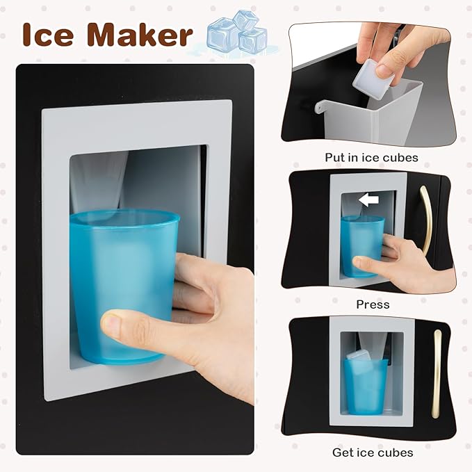 HONEY JOY Kids Kitchen Playset, Wooden Little Chef Pretend Toy Kitchen Set w/Chalkboard, Telephone, Utensils, Oven, Microwave, Sink, Storage, Play Kitchen for Toddlers Boys Girls, Black-BubblyBeeBaby