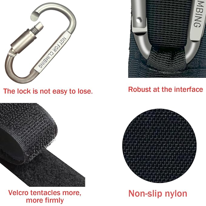 Baby Stroller Hook, Carry 30 lbs per Stroller Carabiner Clip, Adjustable Baby Stroller & Car Seat Hook for Hanging Diaper Bag, Wheelchair,Golf cart, Shopping and Pet Cart(2 Pcs Silver)-BubblyBeeBaby