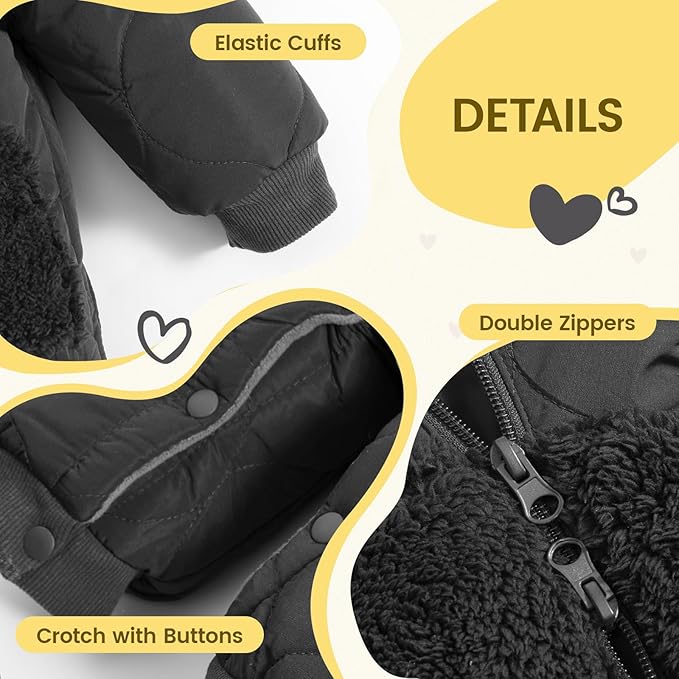 JiAmy Baby Snowsuit Newborn Winter Clothes Coat Romper Windproof Fleece Hat Zipper Baby Bear Outfit-BubblyBeeBaby