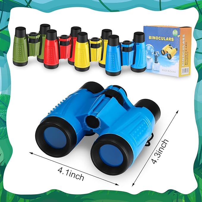 24 Pieces Toy Binoculars with Neck String Assorted Colors Novelty Binoculars Camping Birthday Party Supplies Nature Exploration Toys for Outdoors Indoors Sightseeing, Camping, Birdwatching Wildlife-BubblyBeeBaby
