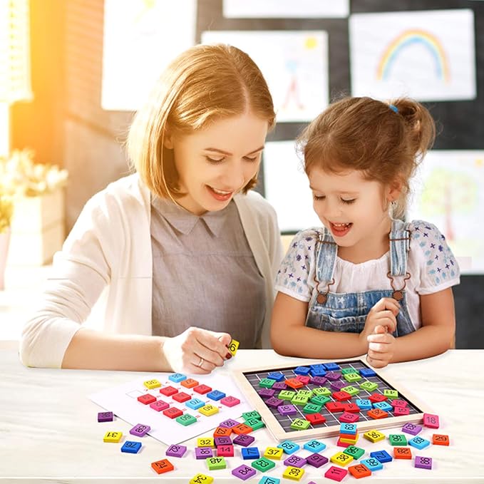 Wooden Montessori Math Counting Hundred Board Toys, 1-100 Consecutive Numbers Learning & Educational Game Toy for Kids Toddlers 3 Year Old with Storage Bag-BubblyBeeBaby