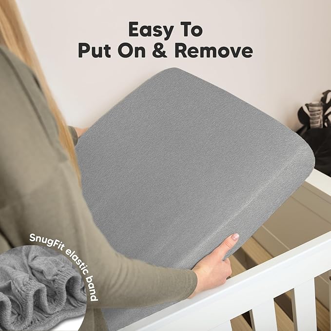 KeaBabies 2-Pack Organic Crib Sheets for Boys, Girls - 52x28 Fitted Crib Mattress Sheet Neutral, Breathable Jersey Cotton Cover for Baby Bed, Toddler Mattress, Soft & Cute Prints (Storm)-BubblyBeeBaby