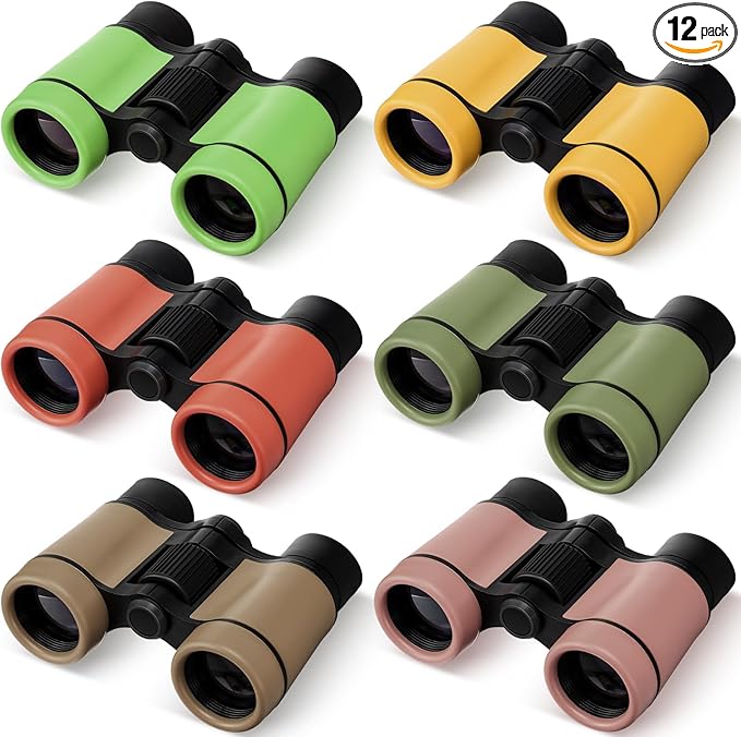 12 Pack Kid Binoculars Shockproof Mini Compact Binoculars Toys for Girls Boys Small Folding Telescope for Bird Watching Educational Learning Camping Birthday Gifts-BubblyBeeBaby