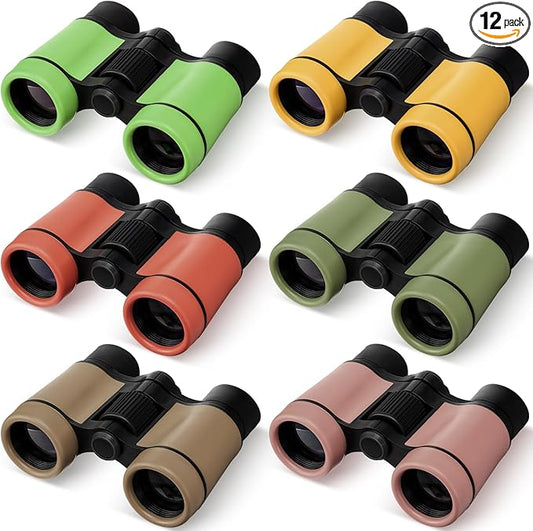 12 Pack Kid Binoculars Shockproof Mini Compact Binoculars Toys for Girls Boys Small Folding Telescope for Bird Watching Educational Learning Camping Birthday Gifts-BubblyBeeBaby