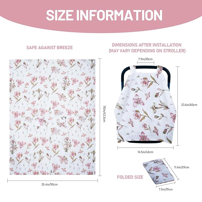 80S Muslin Car Seat Cover for Babies - Soft & Breathable Infant Carrier Canopy, Lightweight Sunshade for Summer, Universal Fit for Baby Boys & Girls-BubblyBeeBaby