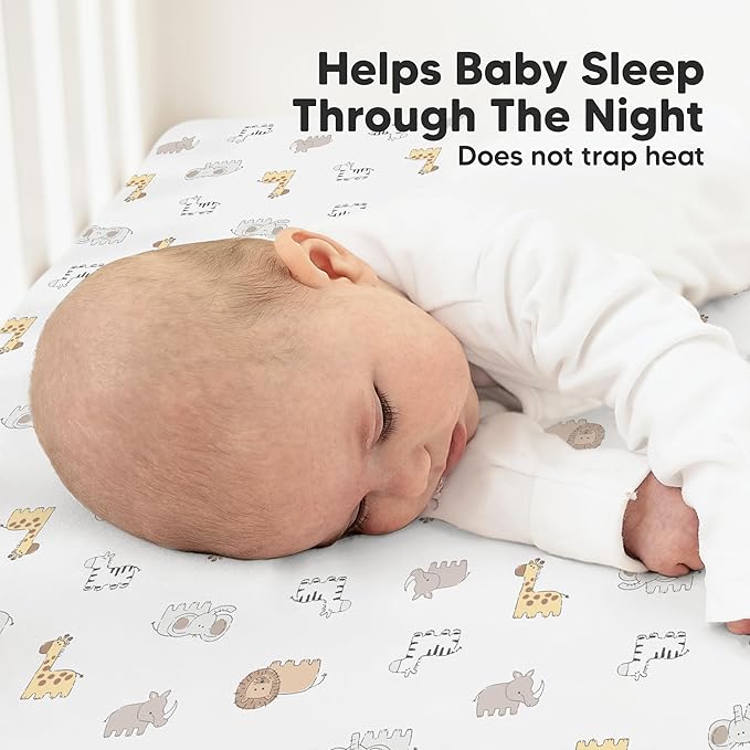 KeaBabies 2-Pack Organic Crib Sheets for Boys, Girls - 52x28 Fitted Crib Mattress Sheet Neutral, Breathable Jersey Cotton Cover for Baby Bed, Toddler Mattress, Soft & Cute Prints (KeaSafari)-BubblyBeeBaby