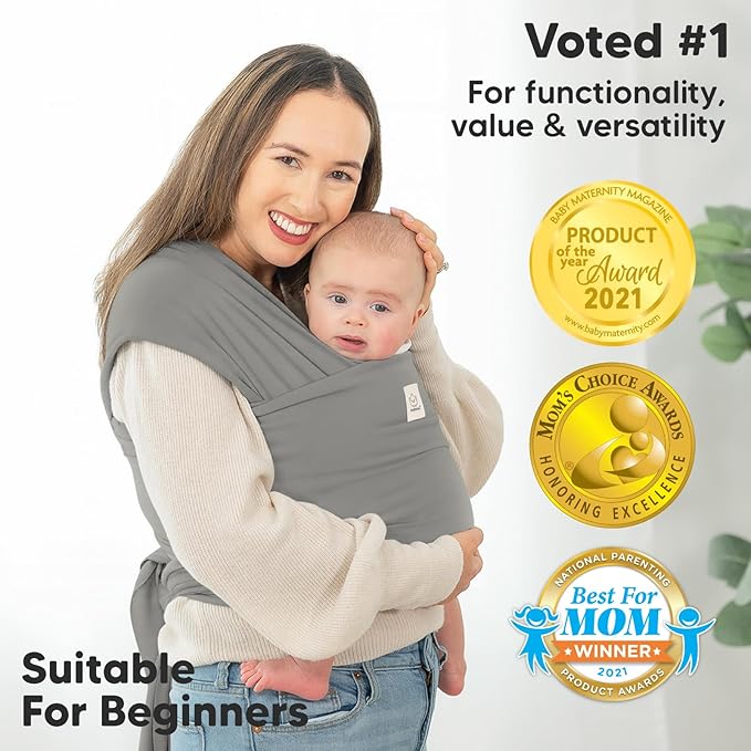 KeaBabies Baby Wrap Carrier - All in 1 Original Baby Carrier Newborn to Toddler Sling, Easy to Wear, Hands Free Bonding, Lightweight, Breathable Infant Wraps (Graphite)-BubblyBeeBaby