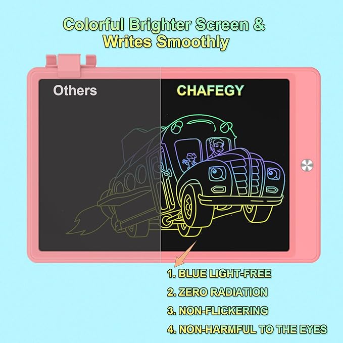 10.5 Inch LCD Writing Tablet for Kids, Colorful Toddler Doodle Board - Erasable Drawing Pad, Educational Learning Toy for Ages 3-8 - Valentine's Day Christmas Birthday Gifts (10.5 Inch, Pink)-BubblyBeeBaby
