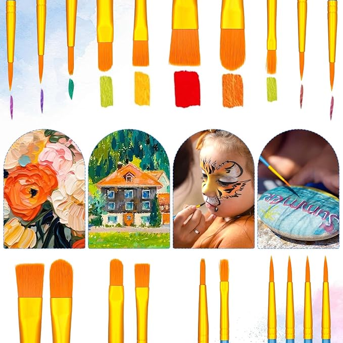 12 Pack 8x10” Canvas Boards and Round Canvas for Painting, Couple Painting Kit with Wood Easel, Acrylic Paint, Paint Brushes Set for Kids Teenagers Adults Date Night Sip and Paint Party-BubblyBeeBaby