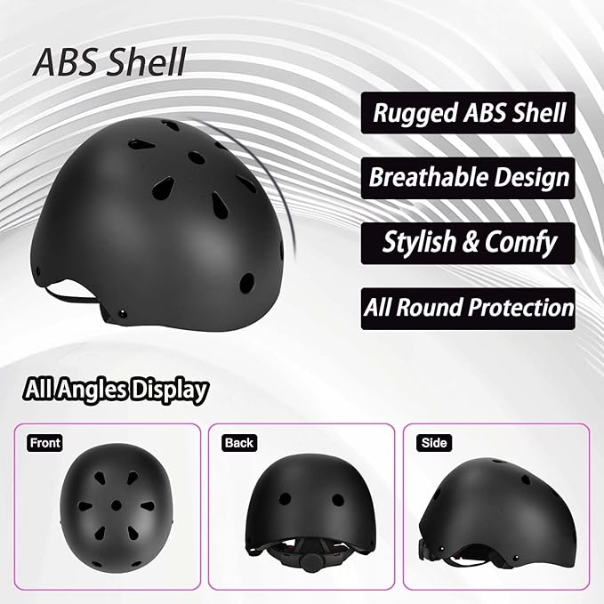 Kids Bike Helmet Set Adjustable Helmet for Ages 3-15 Kids Toddler Boys Girls Youth, Multi-Sport Bicycle Skateboarding Football Rollerskating Scooter Rollerblade Balance Bike Helmets-BubblyBeeBaby