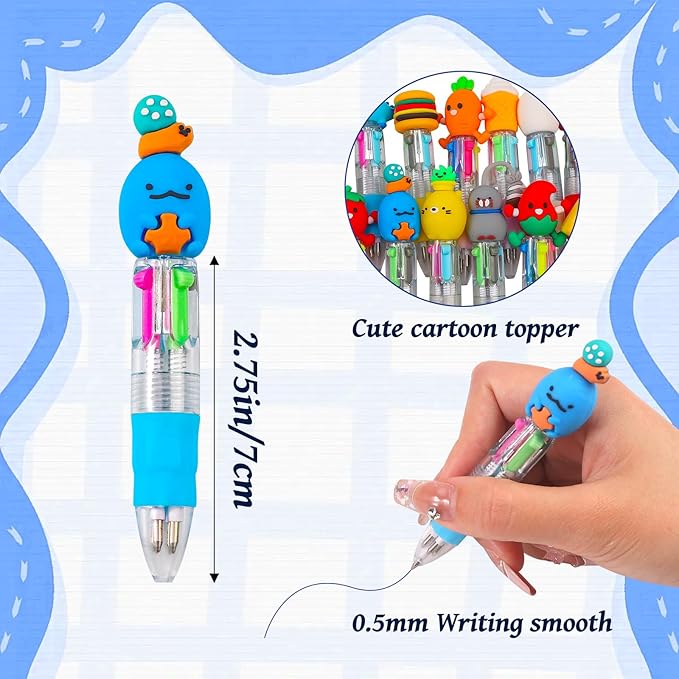 20Pcs Mini Multicolor Pens in One 4-in-1 Cute Pens Bulk for Kids, Fun Kawaii Ballpoint Pen for Birthdays and Children's Party Favors Gifts, Teacher School Supplies-BubblyBeeBaby