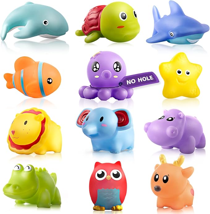 Hely Cancy Infant Bath Toys for 18 Months - No Hole Animal Bathtub Toys, Baby Bath Tub Toys-BubblyBeeBaby