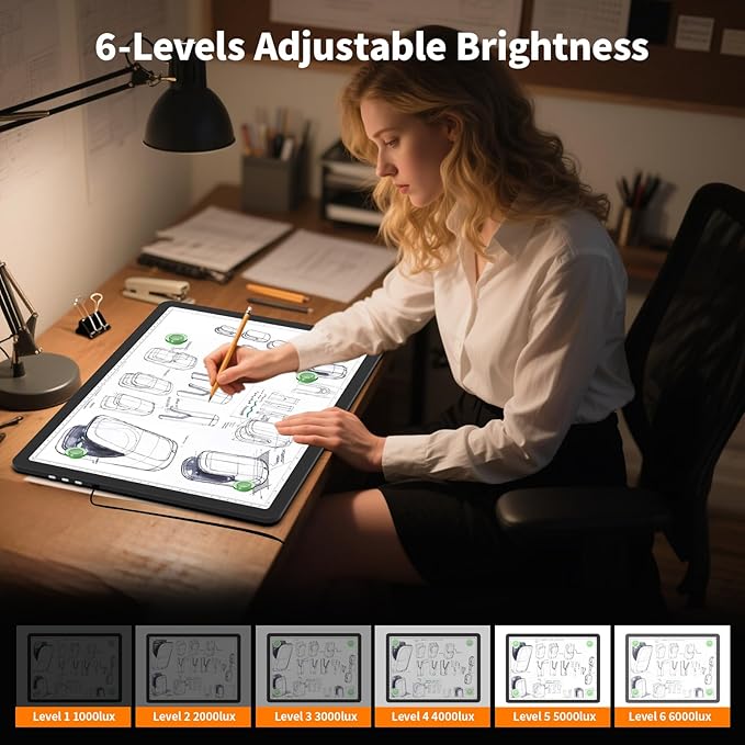 Elice Magnetic A3 Light Board for Diamond Painting, Ultra-Thin Tracing LED Light Box with Side Buttons, Super Bright Diamond Art Light Pad, Light Table for Drawing, Sketching, Weeding Vinyl - Black-BubblyBeeBaby