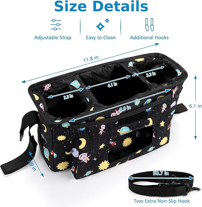 Accmor Universal Stroller Organizer with Insulated Cup Holder and Shoulder Strap, Stroller Bag Caddy Organizer Stroller Accessories for Uppababy, Baby Jogger, Nuna, Doona, Britax Strollers-BubblyBeeBaby