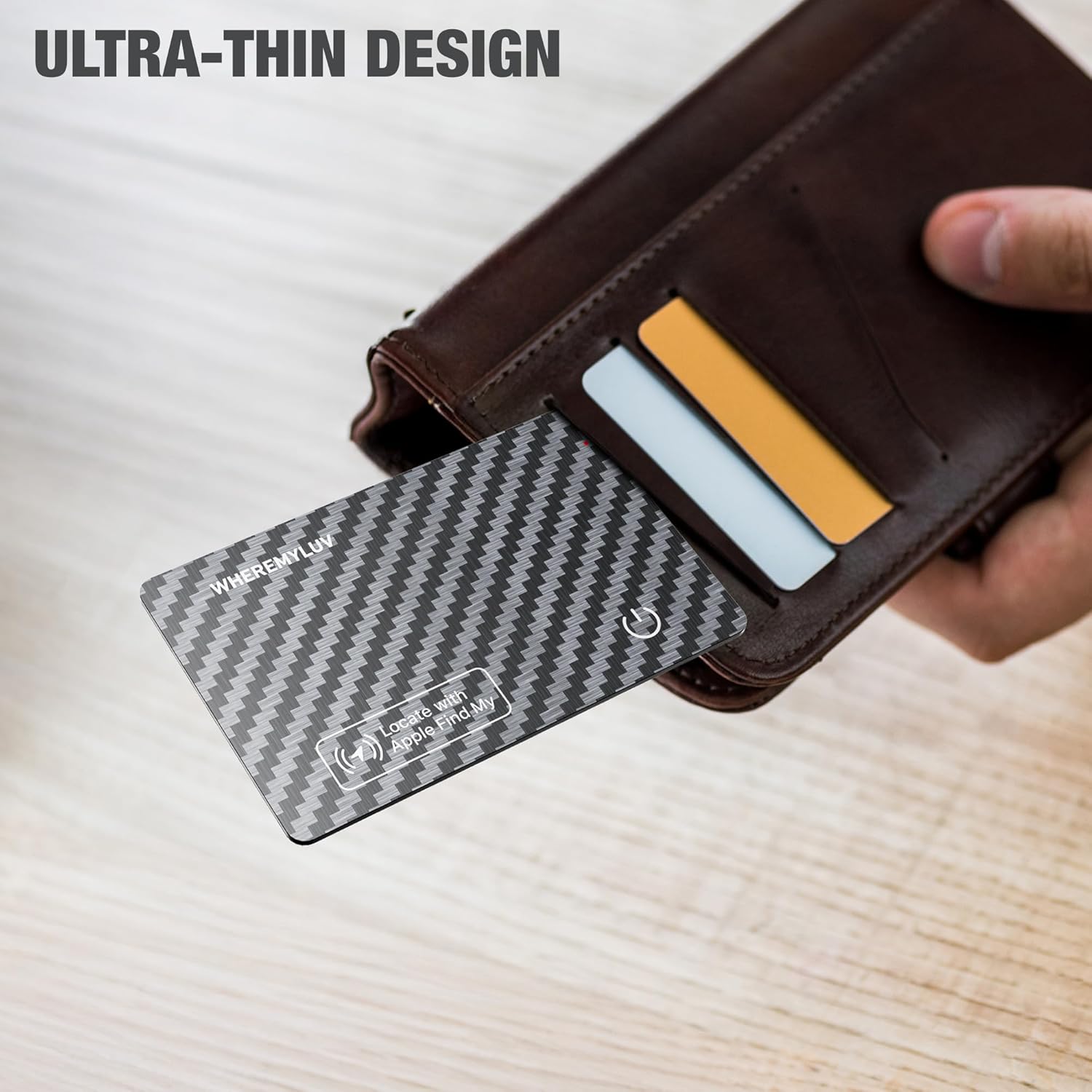 WHEREMYLUV-Item-Finder-for-Wallet, Ultra Thin Bluetooth Tracker Card Compatible with Apple Find My, Rechargeable GPS Locator, IPX8 Waterproof, Slim Smart Card for Men & Women