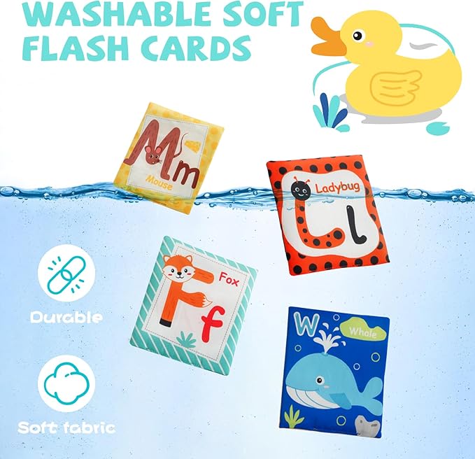 Jollybaby Soft High Contrast ABC Alphabet/Letters Flash Cards for Baby 0-3-6-9-12-18 Month, Reusable Cloth Fabric Curious Flashcards for 1 Years Old-BubblyBeeBaby