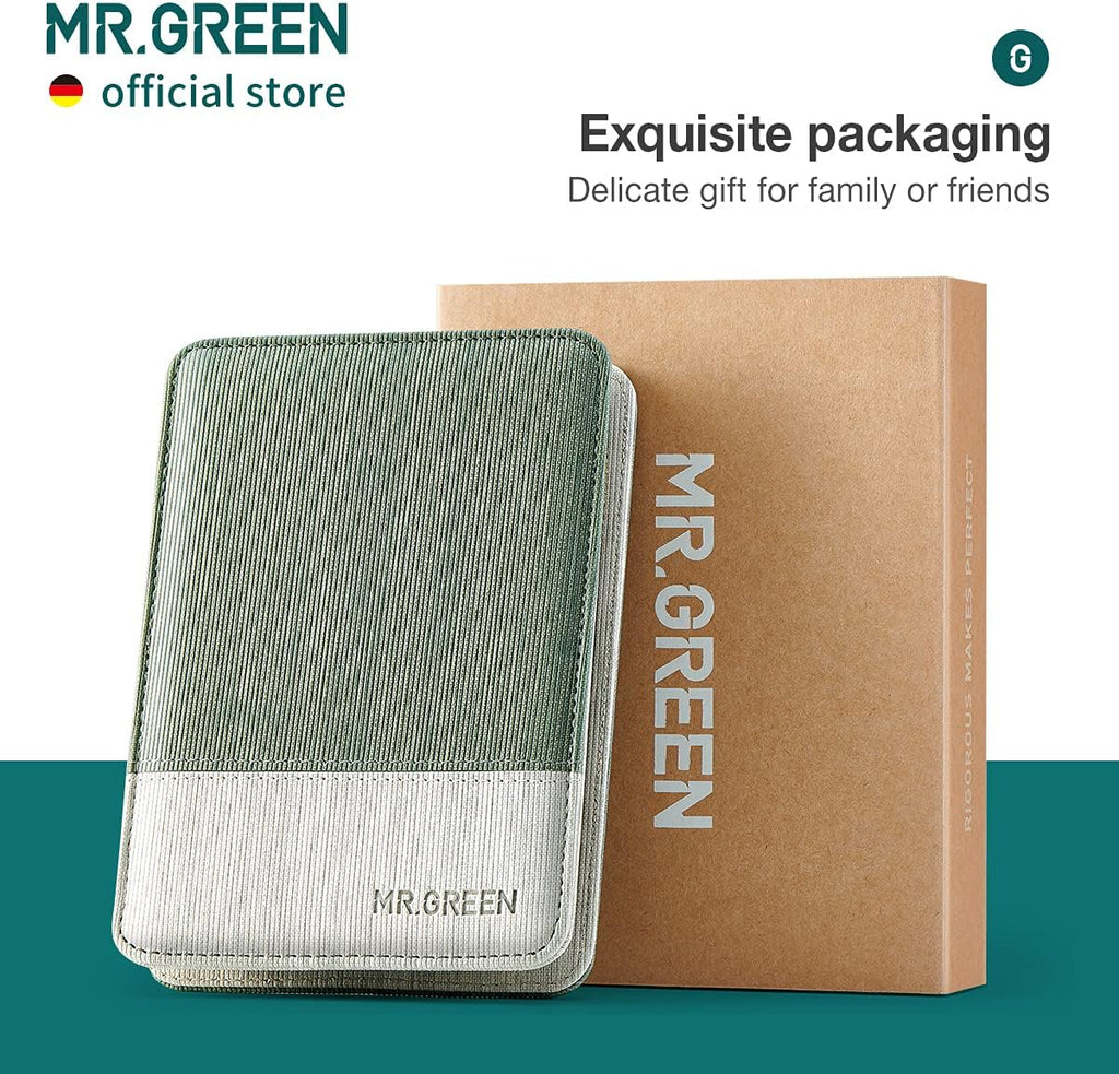 MR.GREEN Manicure Sets Pedicure Kits Stainless Steel Nail Clipper Personal Care Tools with PU Leather Case (Green)
