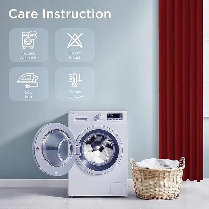 Joydeco Blackout Curtains 96 Inches Long for Bedroom, Thermal Insulated Black Out Curtains 2 Panels Set, Room Darkening Drapes for Living Room Window (W52 x L96 Inch, Red)-BubblyBeeBaby