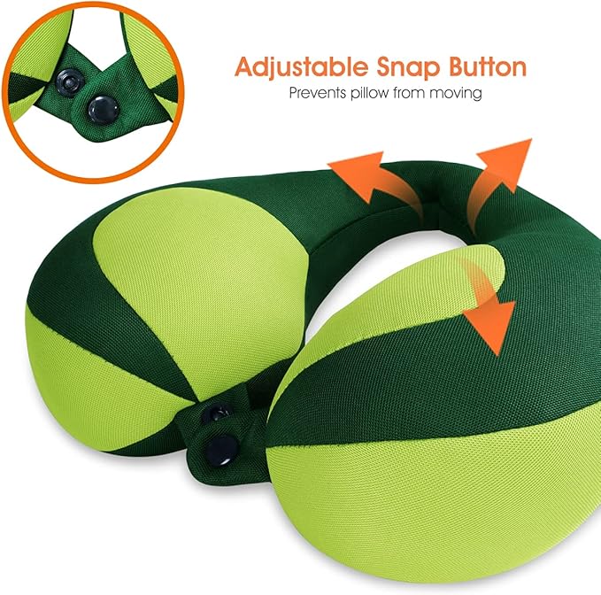 INFANZIA Kids Chin Supporting Travel Neck Pillow, Helps Support Head and Neck, Comfortably Designed for Head, Neck, and Chin Support - Gifts for Toddler/Child/Kids, Green-BubblyBeeBaby