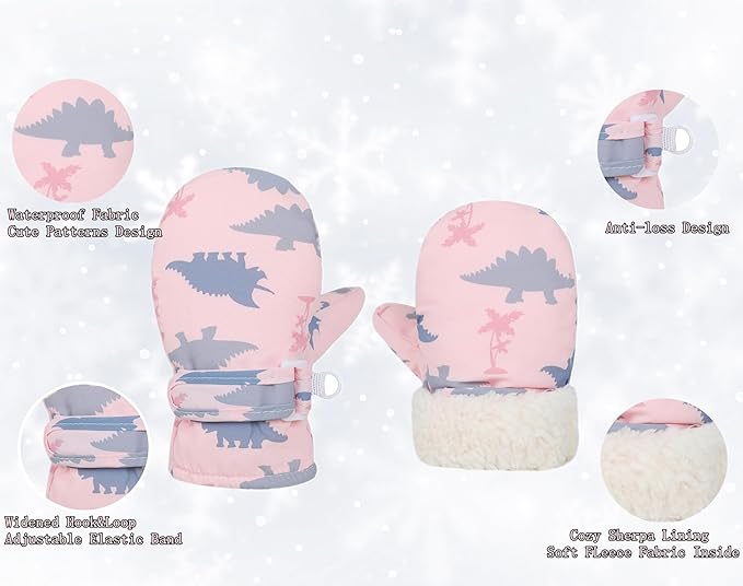 Toddler Gloves Kids Mittens Winter Warm Lined Fleece Gloves Waterproof Snow Baby Mitten for Boys Girls-BubblyBeeBaby