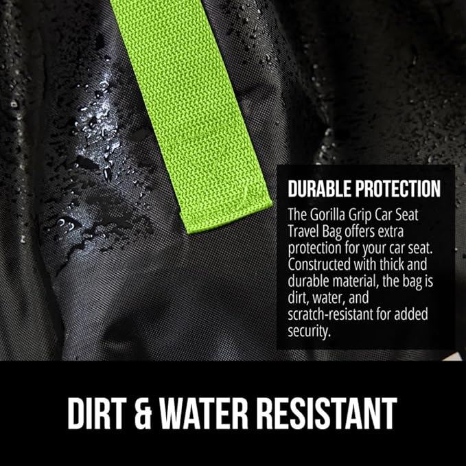 GORILLA GRIP Car Seat Travel Bag for Airplane Gate Check, Easy Carry Backpack Bags Cover Carseats, Infant Baby Carriers and Toddler Booster Seats for Airport, Child Air Travels Essential, Fluorescent-BubblyBeeBaby