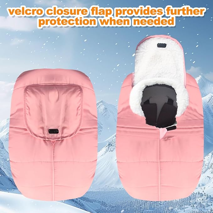 Fairy Baby Winter Car Seat Cover for Babies Carseat– Waterproof, Warm Car Seat Cover Baby – Universal Winter Cover for Back Seat, Infant Car Seat & Baby Carseat（Pink）-BubblyBeeBaby
