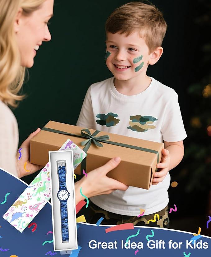 Kids Analog Watch Boys Girls, 30M Waterproof, Sports Watch for Boys, Easy to Read Children's Thin Dial Wrist Watches with Soft Band, for Ages 5-15 Kids Great Birthday Gifts Christmas Day-BubblyBeeBaby