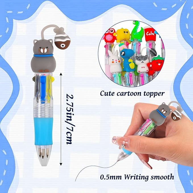 12Pcs Mini Multicolor Pens in One 4-in-1 Cute Pens Bulk for Kids, Ballpoint Pen for Birthdays and Children's Parties, Fun Pen Gifts Assorted Ink Kawaii Pen-BubblyBeeBaby