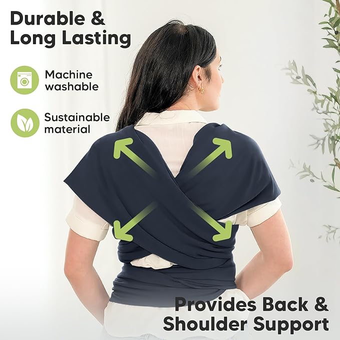 KeaBabies Baby Wrap Carrier - All in 1 Original Baby Carrier Newborn to Toddler Sling, Easy to Wear, Hands Free Bonding, Lightweight, Breathable Infant Wraps (Midnight)-BubblyBeeBaby