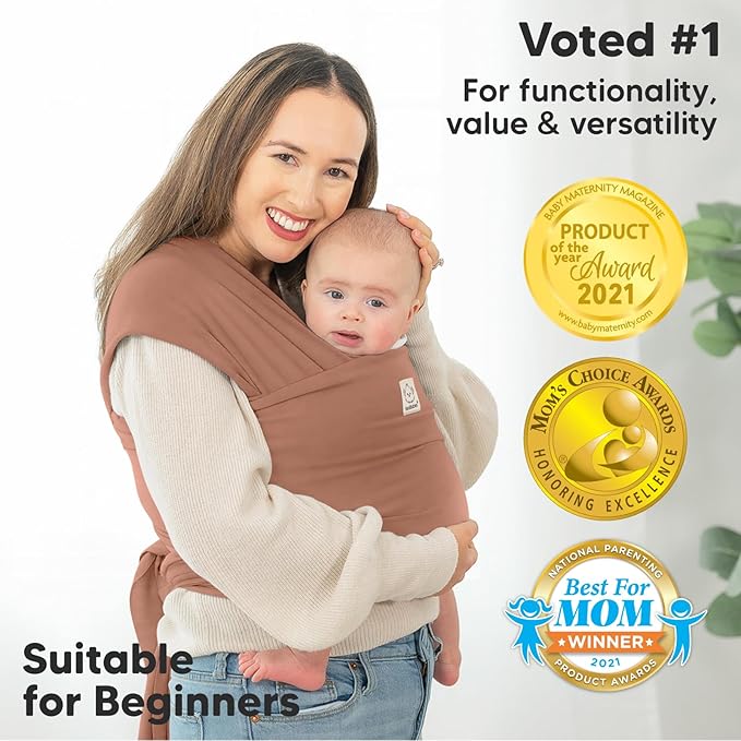 KeaBabies Baby Wrap Carrier - All in 1 Original Baby Carrier Newborn to Toddler Sling, Easy to Wear, Hands Free Bonding, Lightweight, Breathable Infant Wraps (Terracotta)-BubblyBeeBaby