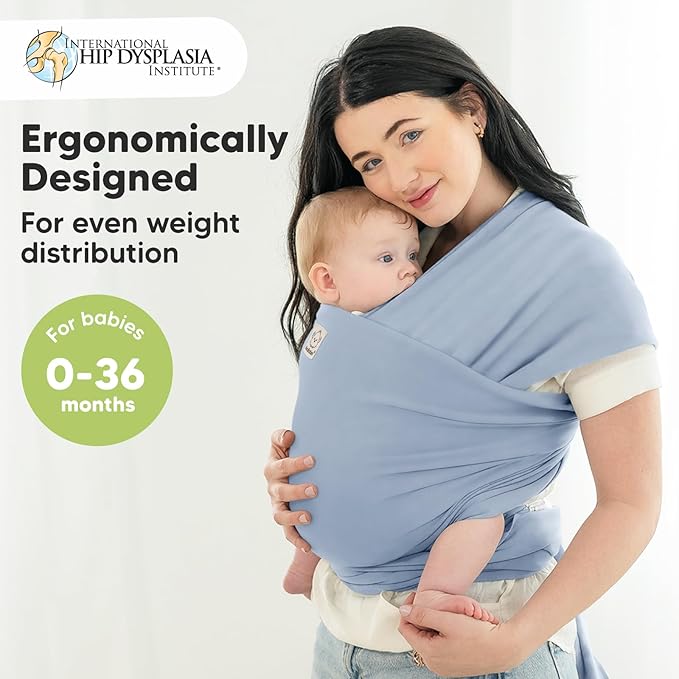 KeaBabies Baby Wrap Carrier - All in 1 Original Baby Carrier Newborn to Toddler Sling, Easy to Wear, Hands Free Bonding, Lightweight, Breathable Infant Wraps (Powder Blue)-BubblyBeeBaby