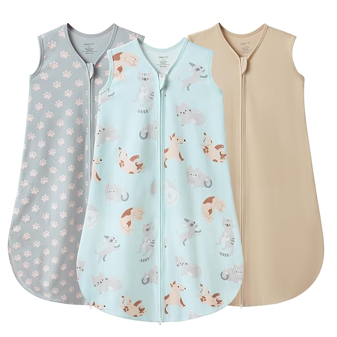 JELLYMONI Baby Sleep Sack 6-12 Months Wearable Blanket for Baby, 100% Cotton 2 Pack Infant Toddler Sleeping Sack Lightweight Soft 2-Way Zipper Sleepsack-BubblyBeeBaby