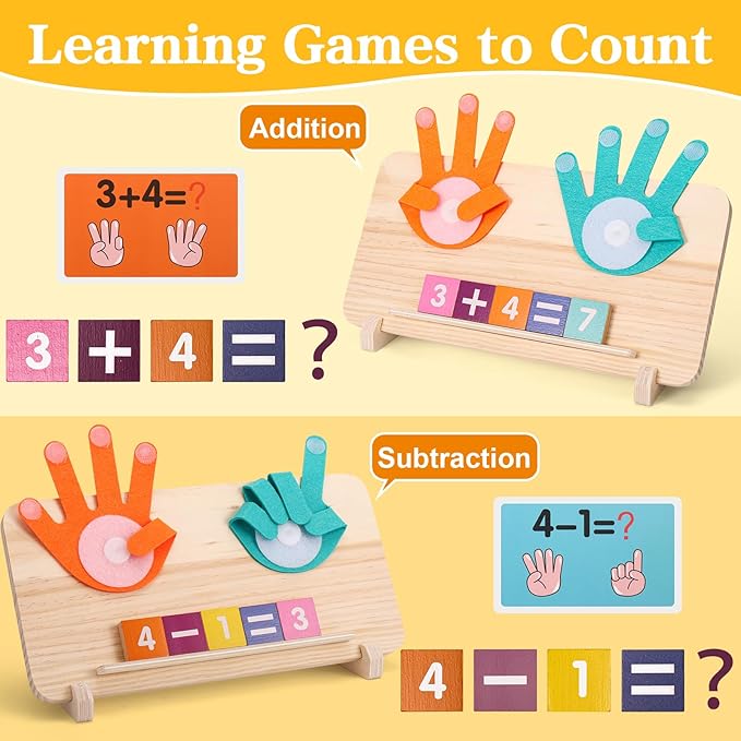 2 in 1 Math Toy for Toddlers 3 4 5 6 7,Addition and Subtraction Math Games for Kids 5-7,Math Manipulatives Kindergarten Preschool Classroom Must Haves Educational Number Blocks Learning Toys-BubblyBeeBaby