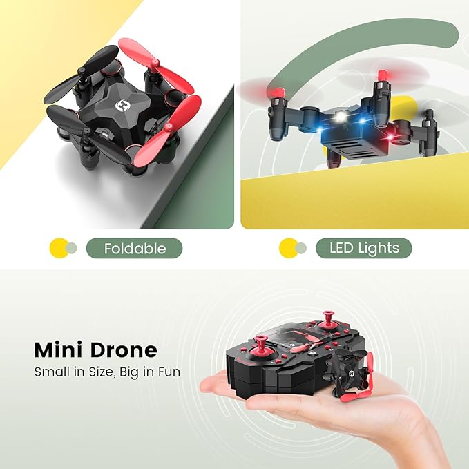 Holy Stone HS190 Foldable Mini Nano RC Drone for Kids Gift Portable Pocket Quadcopter with Altitude Hold 3D Flips and Headless Mode Easy to Fly for Beginners-BubblyBeeBaby