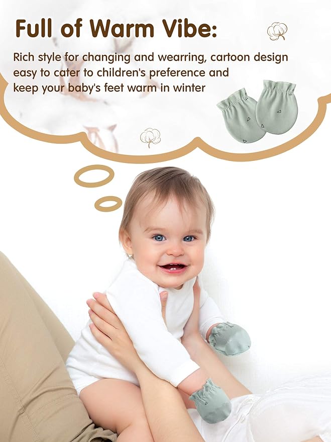 24 Pairs Newborn Baby Mittens Unisex Cute Glove No Scratch Baby Mittens Gloves for 0-6 Months Boys Girls-BubblyBeeBaby