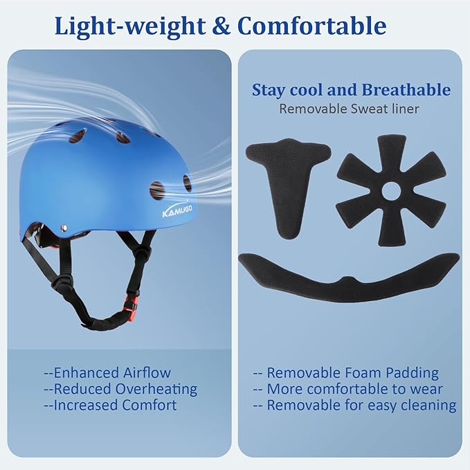 KAMUGO Kids Adjustable Helmet, with Sports Protective Gear Set Knee Elbow Wrist Pads for Toddler Age 2-8 Boys Girls, Bike Skateboard Hoverboard Scooter Rollerblading Helmet Set-BubblyBeeBaby